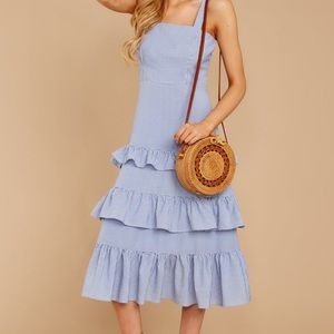 Red Dress Boutique Blue Striped Dress with Ruffles